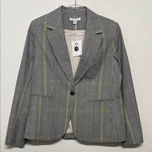 Women's Size Small Plaid Blazer with Green Accents